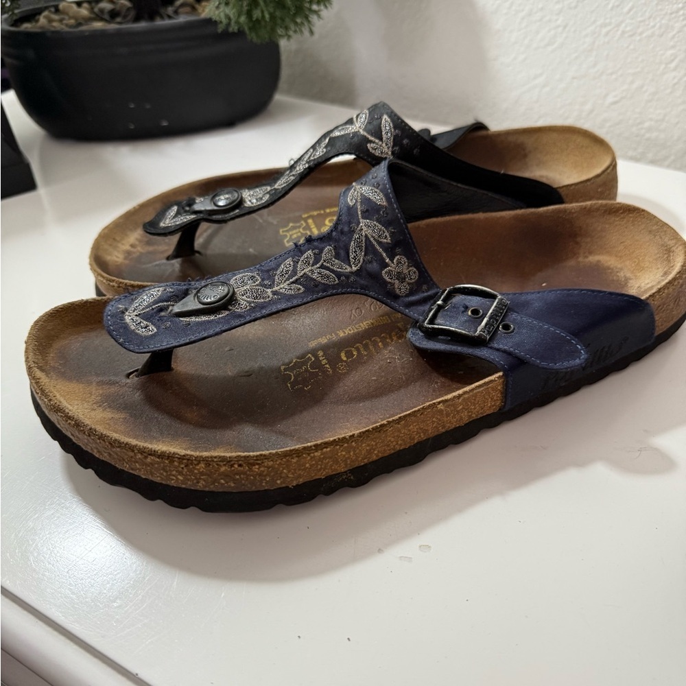 Birkenstock Papillio Navy Floral Sandals - Picture 4 of 6